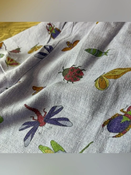 Vintage Purple Linen Blend Bug Patterned Button Up - Picture 10 of 13